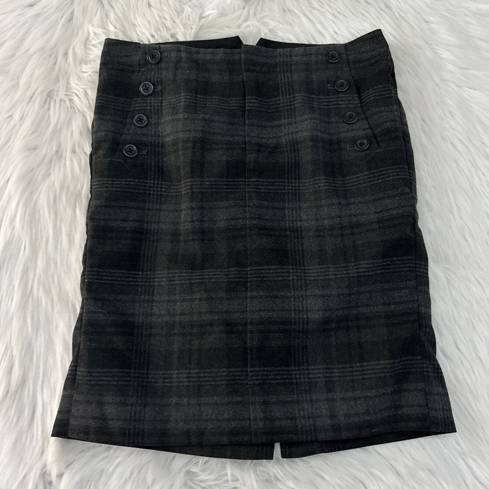 GAP womens gray plaid skirt size 0 stretch lined EUC